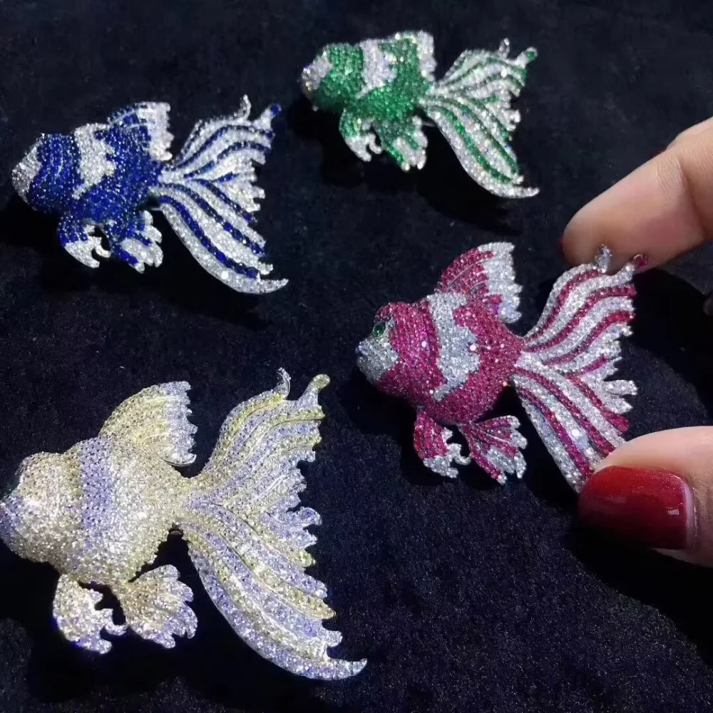 Women's 1pc 38x45mm golden plated Mixed Color Cz micro fish brooch
Women's 1pc 38x45mm golden plated Mixed Color Cz micro fish brooch