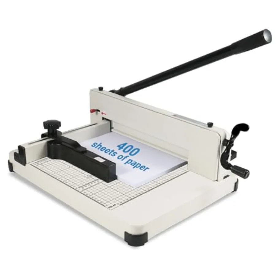 Industrial stack paper trimmer for offices, schools, print shops: solid steel construction, black, cuts 400 sheets A4 with impe
Industrial stack paper trimmer for offices, schools, print shops: solid steel construction, black, cuts 400 sheets A4 with impe