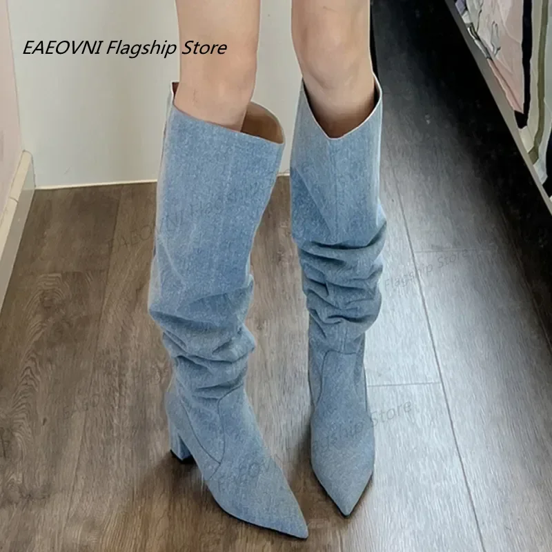 Denim Cowboy Boots For Women Fashion Slip On Long Boots Female Square Heel 2024 Autumn Winter Girl's Boots Shoes
Denim Cowboy Boots For Women Fashion Slip On Long Boots Female Square Heel 2024 Autumn Winter Girl's Boots Shoes