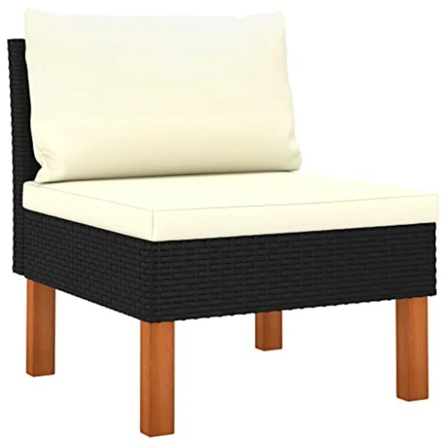 Modern Modular Middle Sofa Black with Cream Cushions 4-Piece Outdoor Sectional Set for Patio Garden Balcony Durable Eucalyptus
Modern Modular Middle Sofa Black with Cream Cushions 4-Piece Outdoor Sectional Set for Patio Garden Balcony Durable Eucalyptus