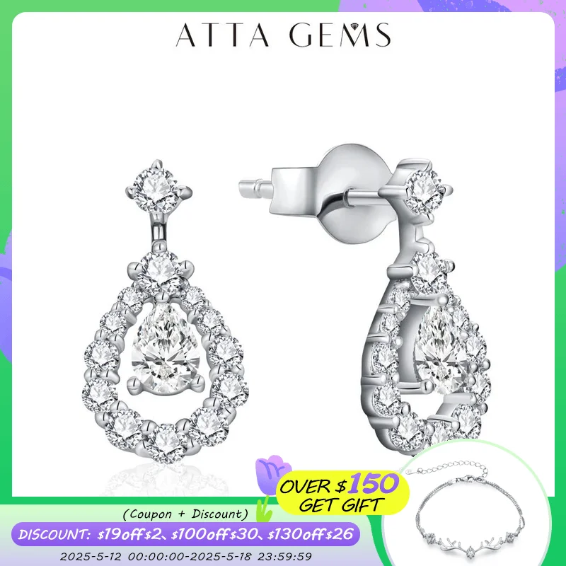 ATTAGEMS Pear Cut 4*3mm Full Moissanite Stud Earrings for Women Sparkling Wedding Party Earring 925 Sterling Silver Fine Jewelry
ATTAGEMS Pear Cut 4*3mm Full Moissanite Stud Earrings for Women Sparkling Wedding Party Earring 925 Sterling Silver Fine Jewelry