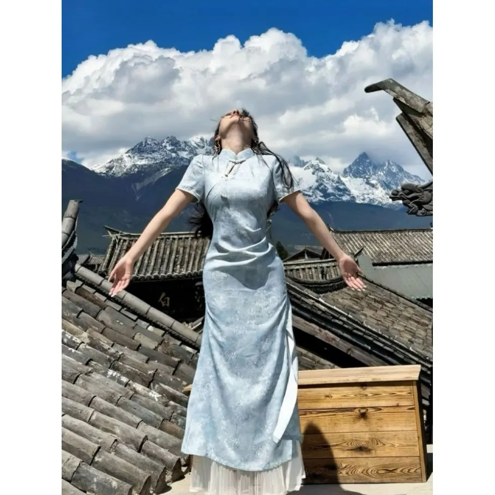 Summer Improved Traditional Chinese Style Literary Qipao For Women Side Slit Sexy Long Cheongsam Dress платье ципао CH-076
Summer Improved Traditional Chinese Style Literary Qipao For Women Side Slit Sexy Long Cheongsam Dress платье ципао CH-076