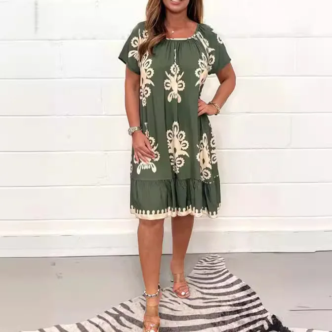 casual Female O-Neck Summer Dress Women vintage Fashion Pattern Print A-Line Dress Casual Sleeve Sleeve Loose Pullover Dresses
casual Female O-Neck Summer Dress Women vintage Fashion Pattern Print A-Line Dress Casual Sleeve Sleeve Loose Pullover Dresses