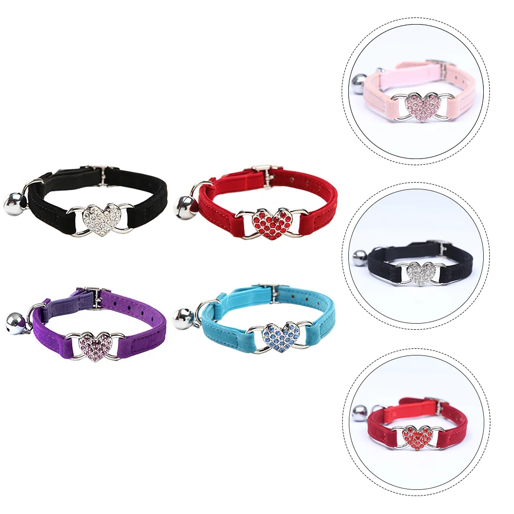 4 Pcs Heart Flocking Rhinestone Collars for Kitten Adjustable Size Pet Necklace Safe Comfortable Supplies
4 Pcs Heart Flocking Rhinestone Collars for Kitten Adjustable Size Pet Necklace Safe Comfortable Supplies