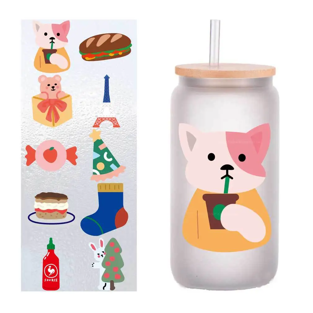 10 pieces/pack cartoon Korean cute UV transfer sticker Crystal label glass sticker customized four inches.
10 pieces/pack cartoon Korean cute UV transfer sticker Crystal label glass sticker customized four inches.