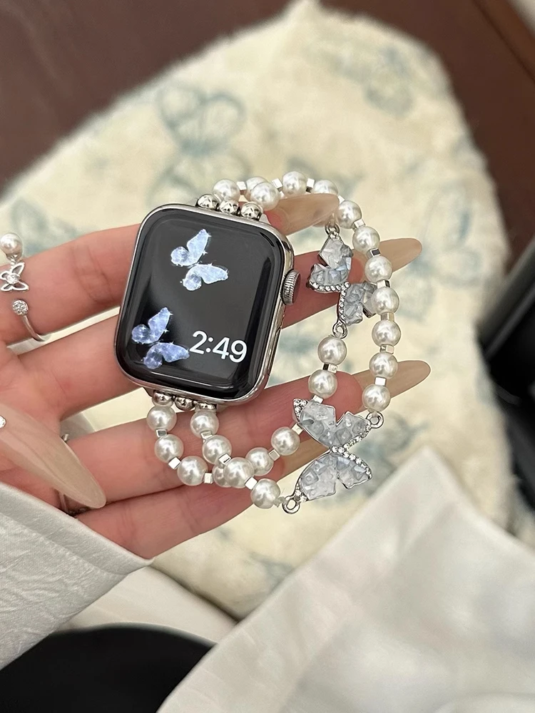 Роскошный ремешок с бриллиантовой бабочкой для iWatch Ultra 10 9 8 7 42 мм 45 46 мм 49 мм Женский ремешок с жемчугом для Apple Watch 38 40 41 мм 6 5 SE 4
Роскошный ремешок с бриллиантовой бабочкой для iWatch Ultra 10 9 8 7 42 мм 45 46 мм 49 мм Женский ремешок с жемчугом для Apple Watch 38 40 41 мм 6 5 SE 4