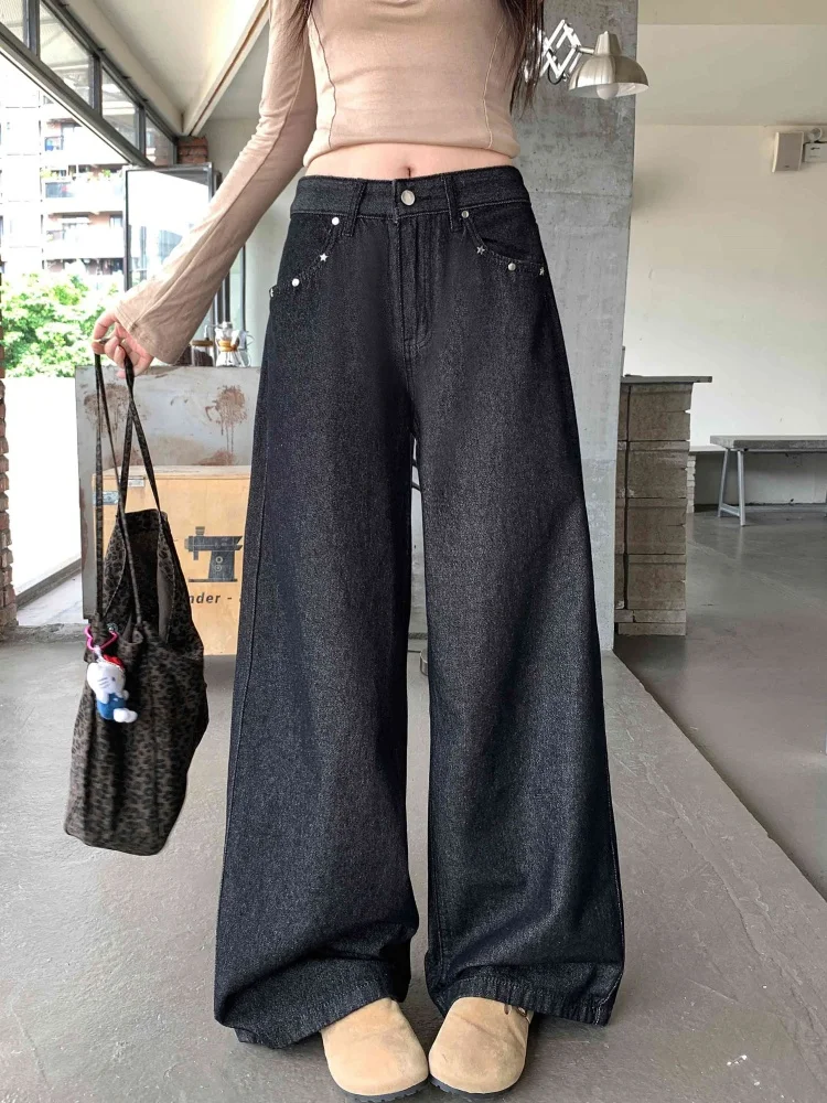 2026 Trend Y2K Style Rivet Design Washed Black Baggy Casual Women's Jeans Pants For Woman Clothing Straight Loose Denim Trousers
2026 Trend Y2K Style Rivet Design Washed Black Baggy Casual Women's Jeans Pants For Woman Clothing Straight Loose Denim Trousers
