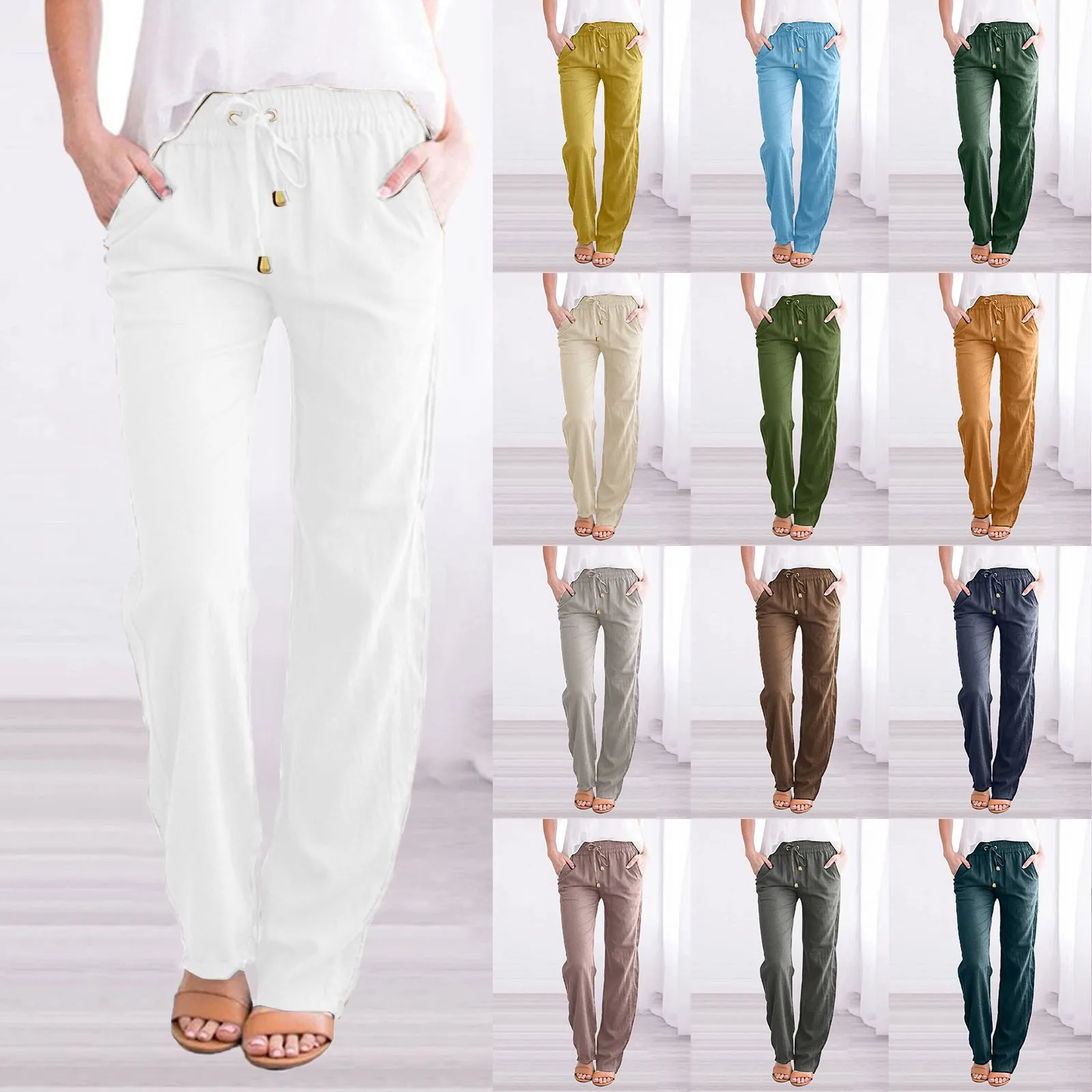 Solid Straight Pants Waist And Long Women Casual Elastic Drawstring Cotton Pants Sweat Pants Women Casual Set
Solid Straight Pants Waist And Long Women Casual Elastic Drawstring Cotton Pants Sweat Pants Women Casual Set