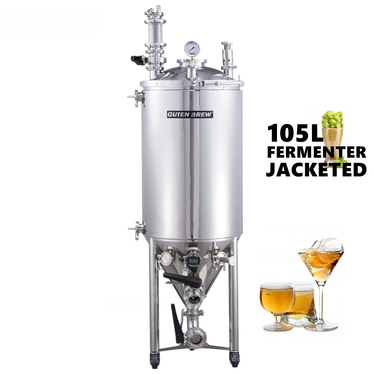 Guten Brew Fermenter 105l Fermenting Vessel Beer Brewing Equipment Micro Brewery Jacketed Fermenter Unitank Beer Machine
Guten Brew Fermenter 105l Fermenting Vessel Beer Brewing Equipment Micro Brewery Jacketed Fermenter Unitank Beer Machine