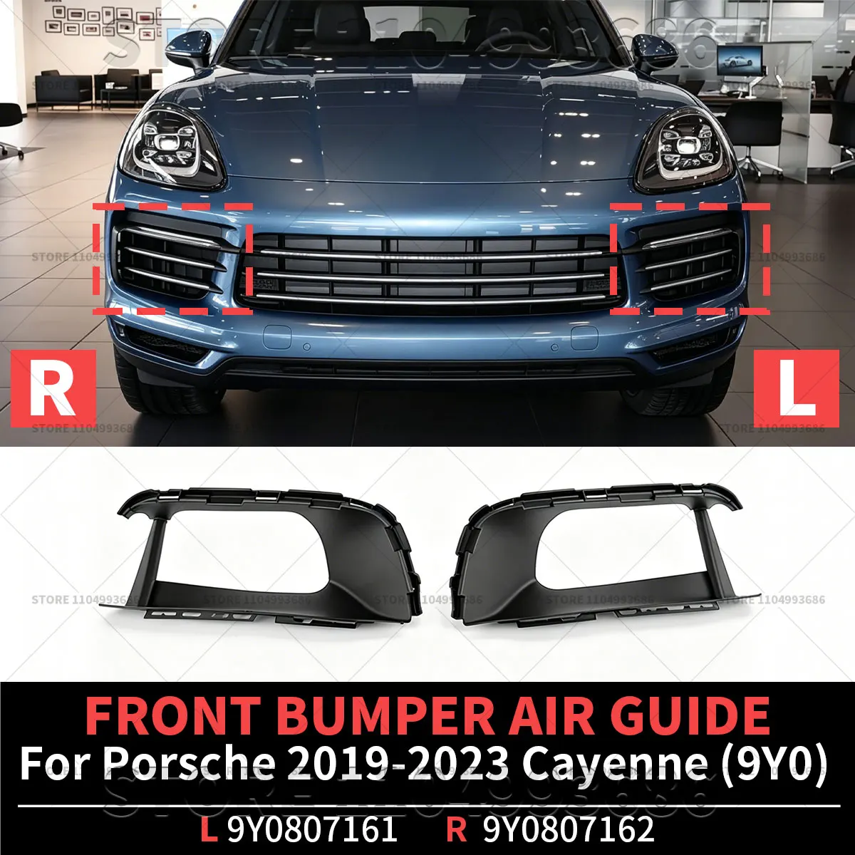 For Porsche 2019 2020 2021 2022 2023 Cayenne Base S Coupe Platinum Edition(9Y0) FRONT BUMPER AIR GUIDE OEM 9Y0807161 9Y0807162
For Porsche 2019 2020 2021 2022 2023 Cayenne Base S Coupe Platinum Edition(9Y0) FRONT BUMPER AIR GUIDE OEM 9Y0807161 9Y0807162