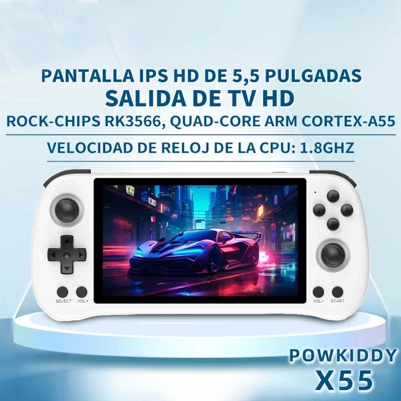 Портативная игровая консоль POWKIDDY X55, 5,5 дюйма, 1280*720 IPS экран, RK3566, ретро консоль с открытым исходным кодом, подарки для взрослых и детей
Портативная игровая консоль POWKIDDY X55, 5,5 дюйма, 1280*720 IPS экран, RK3566, ретро консоль с открытым исходным кодом, подарки для взрослых и детей