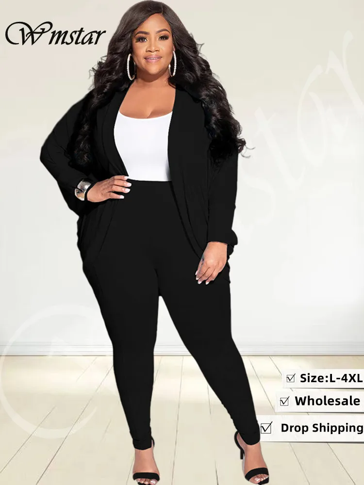 Wmstar Plus Size Two Piece Outfits Women Draped Tracksuit Casual Coat Leggings Sets Fall Winter Clothes Wholesale Dropshipping
Wmstar Plus Size Two Piece Outfits Women Draped Tracksuit Casual Coat Leggings Sets Fall Winter Clothes Wholesale Dropshipping