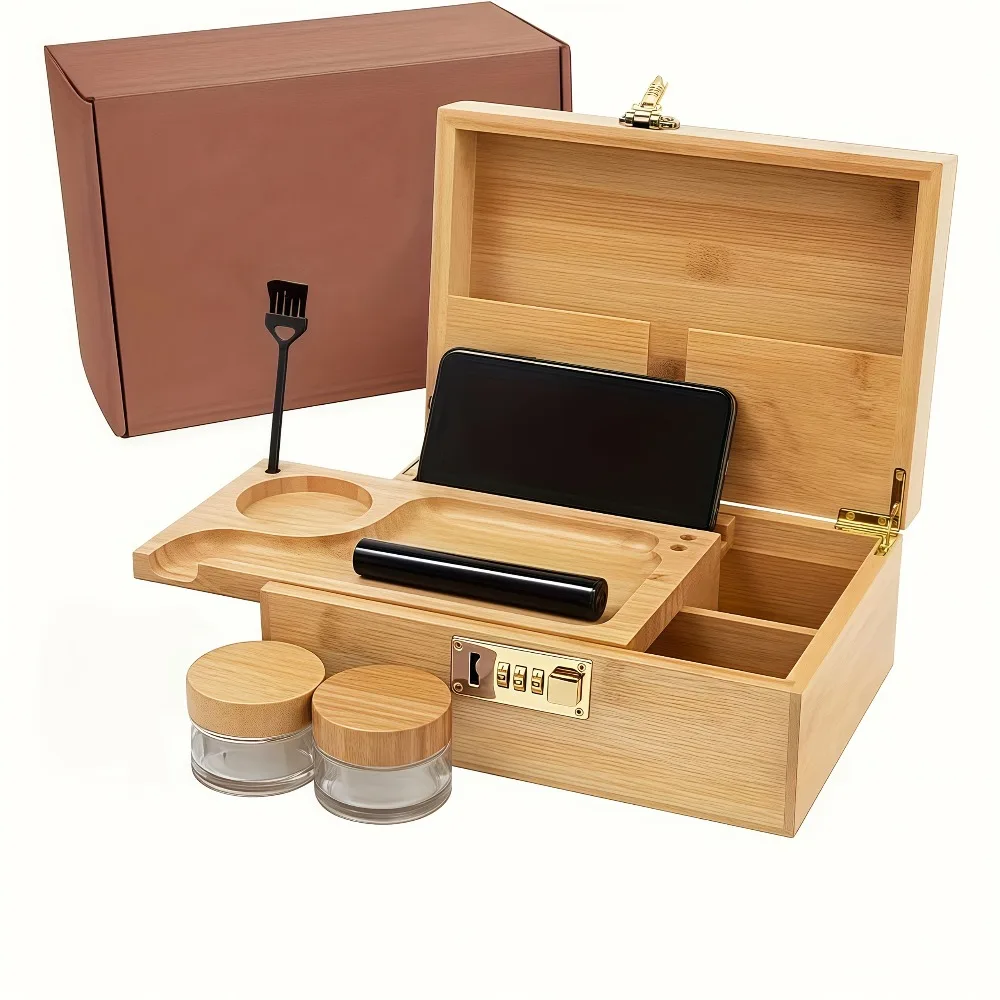 Wooden Combination Lock Storage Box with Pull-Out Trays - Classic Rectangular Organizer for Home, Office, or Holiday Gifts (Halloween/Christmas/Thanksgiving) - Adjustable Compartments, Durable Natural Wood, 9.9x6.7x4.4 Inches, Home Organization
Wooden Combination Lock Storage Box with Pull-Out Trays - Classic Rectangular Organizer for Home, Office, or Holiday Gifts (Halloween/Christmas/Thanksgiving) - Adjustable Compartments, Durable Natural Wood, 9.9x6.7x4.4 Inches, Home Organization