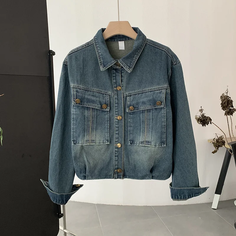 Retro Women Denim Jacket Spring Autumn Big Pocket Short Coat Ladies Loose Tops Jean Outerwear Casual Streetwear Female Coats
Retro Women Denim Jacket Spring Autumn Big Pocket Short Coat Ladies Loose Tops Jean Outerwear Casual Streetwear Female Coats