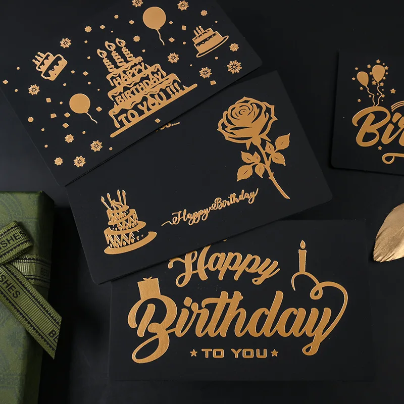 Black Birthday Greeting Card Bronzing Invitations Postcard Wishes Blessing Message Cards Small Card Blank with Envelope
Black Birthday Greeting Card Bronzing Invitations Postcard Wishes Blessing Message Cards Small Card Blank with Envelope