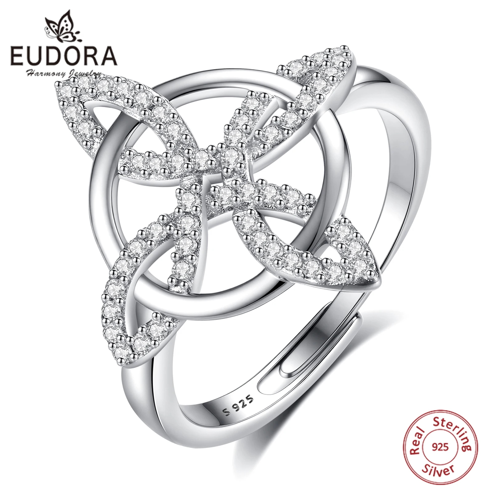Eudora 925 Sterling Silver Witches Knot Adjustable Ring Nudo de Bruja Celtic Knot Zircon Ring Wicca Pagan Jewelry Gift for Women
Eudora 925 Sterling Silver Witches Knot Adjustable Ring Nudo de Bruja Celtic Knot Zircon Ring Wicca Pagan Jewelry Gift for Women