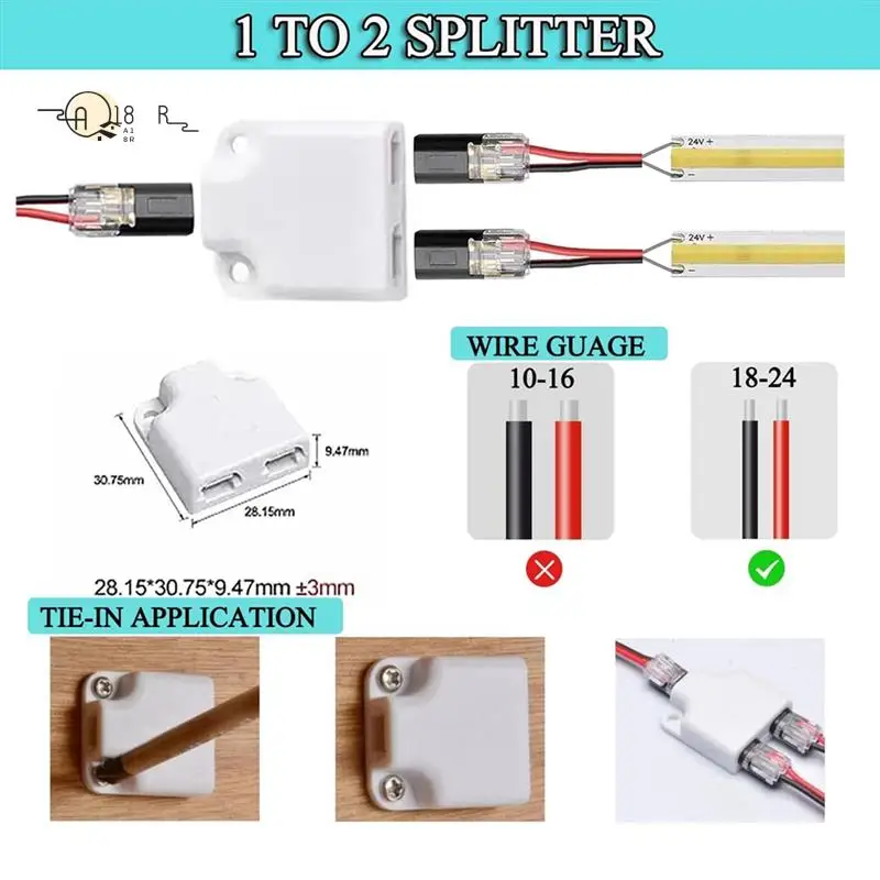 A18R -50Pcs Double-Wire Plug-In Connector, Pluggable 2 Pin 2 Way LED Wire Connectors, With Locking Buckle Fast Wire Connectors D
A18R -50Pcs Double-Wire Plug-In Connector, Pluggable 2 Pin 2 Way LED Wire Connectors, With Locking Buckle Fast Wire Connectors D