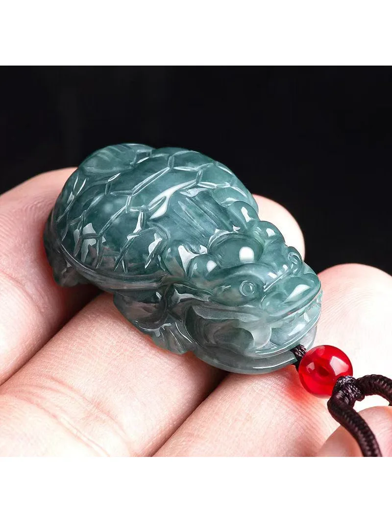 Hot selling Natural Jadeite Blue Water Dragon Turtle Pendant Hand-carved Exquisite Luxury Glutinous Jade Necklace Men and Women
Hot selling Natural Jadeite Blue Water Dragon Turtle Pendant Hand-carved Exquisite Luxury Glutinous Jade Necklace Men and Women