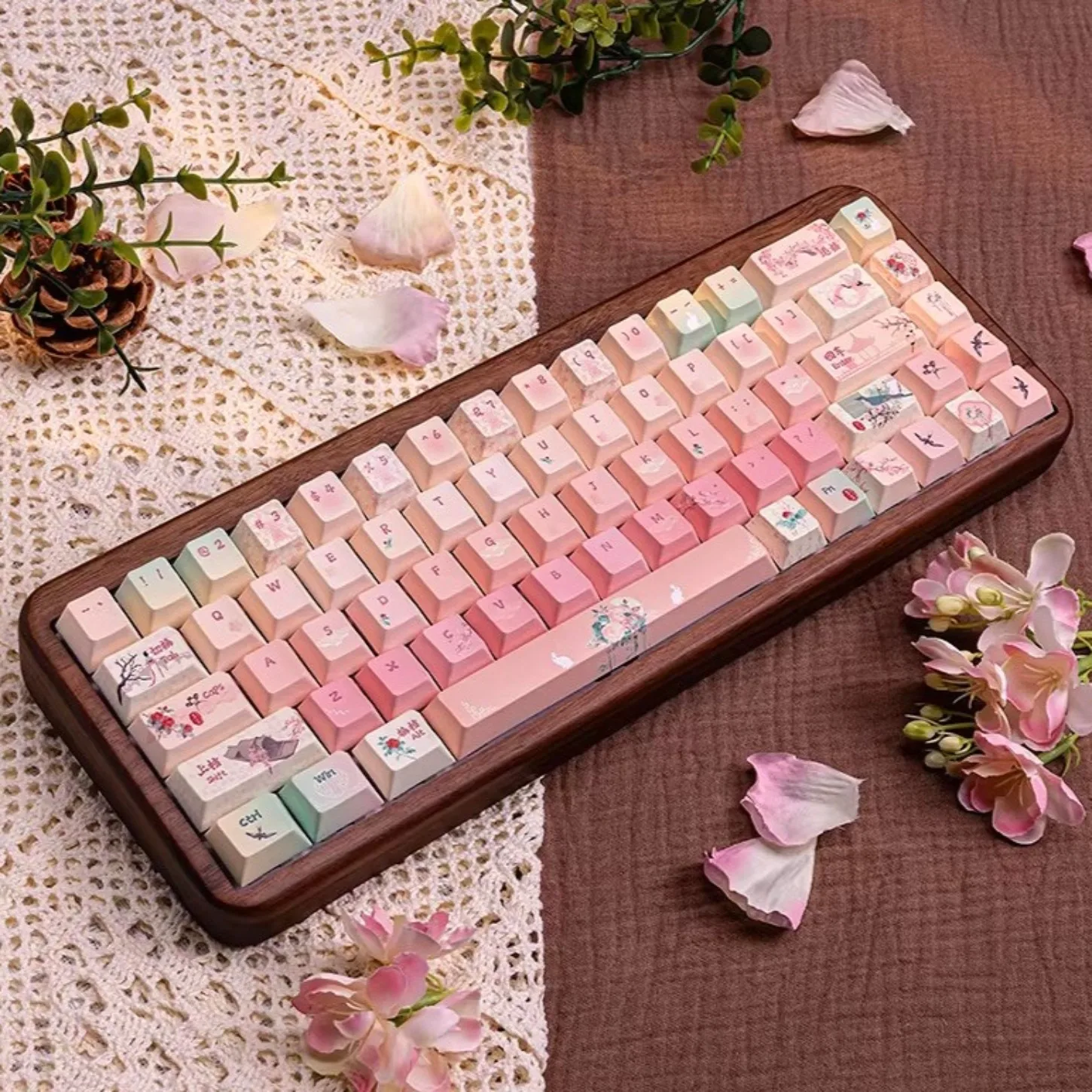 Spring Water Camellia Theme 137 Keys PBT Keycaps Cherry Profile Chinese Style Fit All MX Mechanical Keyboard Gift for Girls
Spring Water Camellia Theme 137 Keys PBT Keycaps Cherry Profile Chinese Style Fit All MX Mechanical Keyboard Gift for Girls