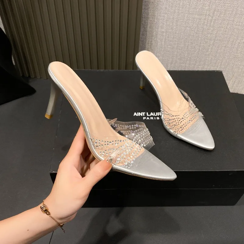Sexy Women's High Heels Slippers Transparent PVC Thin Heel Sandals Pointed Open Toe High Heels Slippers Luxury Rhinestone Slides
Sexy Women's High Heels Slippers Transparent PVC Thin Heel Sandals Pointed Open Toe High Heels Slippers Luxury Rhinestone Slides