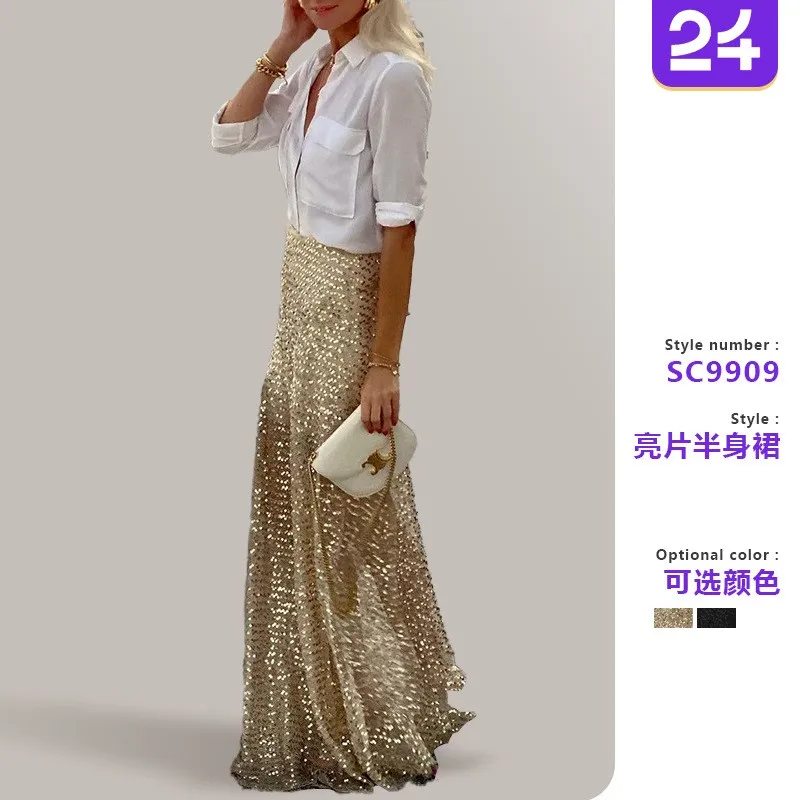 Spring Autumn Women's Clothing Glitter Goth Pink Elegant Long Skirt For Woman Polyester Sequin Bodycon Midi Wrap High Waist
Spring Autumn Women's Clothing Glitter Goth Pink Elegant Long Skirt For Woman Polyester Sequin Bodycon Midi Wrap High Waist
