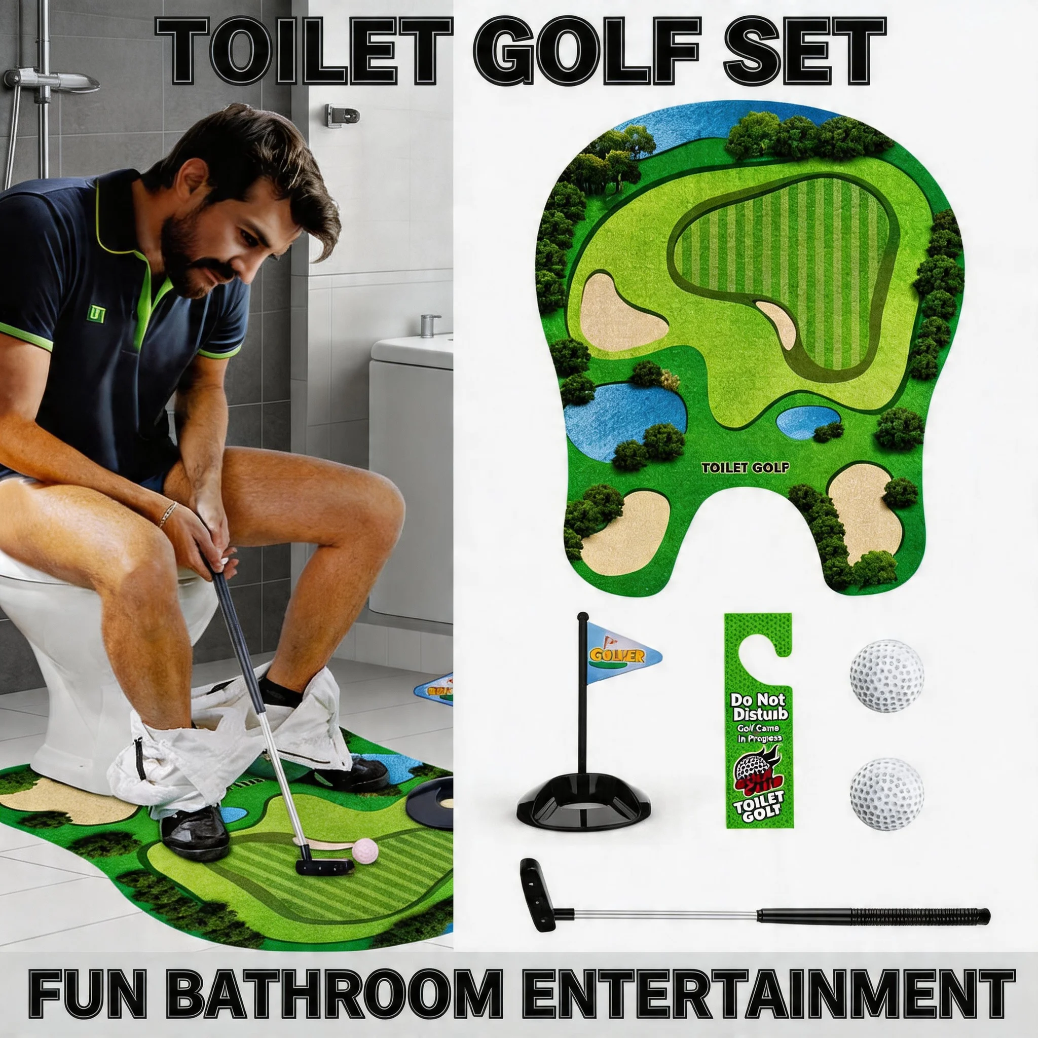 Toilet Golf Balls Game Set Mini Indoor Putting Green Toy Funny Bathroom Golf Entertainment Unique Gift for Dad Boyfriend Men
Toilet Golf Balls Game Set Mini Indoor Putting Green Toy Funny Bathroom Golf Entertainment Unique Gift for Dad Boyfriend Men