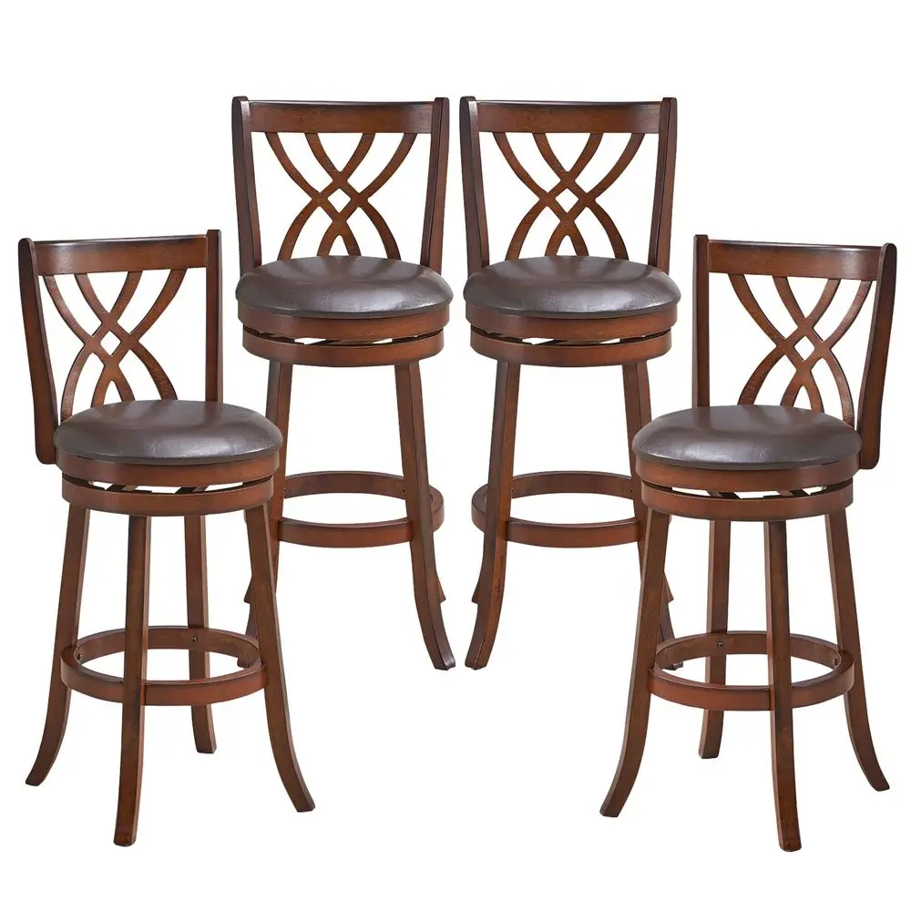 Bar Stools Set of 4, 360 Swivel Chairs with Rubber Wood Frame, 30Inch PU Leather Cushioned Seat and Footrests, for Kitchen Isla
Bar Stools Set of 4, 360 Swivel Chairs with Rubber Wood Frame, 30Inch PU Leather Cushioned Seat and Footrests, for Kitchen Isla