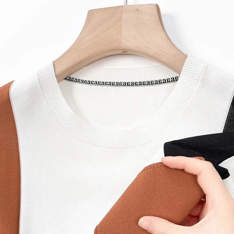 Summer High Quality Stoll Intarsia Men's Short Sleeve Designer Fashion Round Neck Casual T-shirt Seamless Stitching Men's Tops
Summer High Quality Stoll Intarsia Men's Short Sleeve Designer Fashion Round Neck Casual T-shirt Seamless Stitching Men's Tops