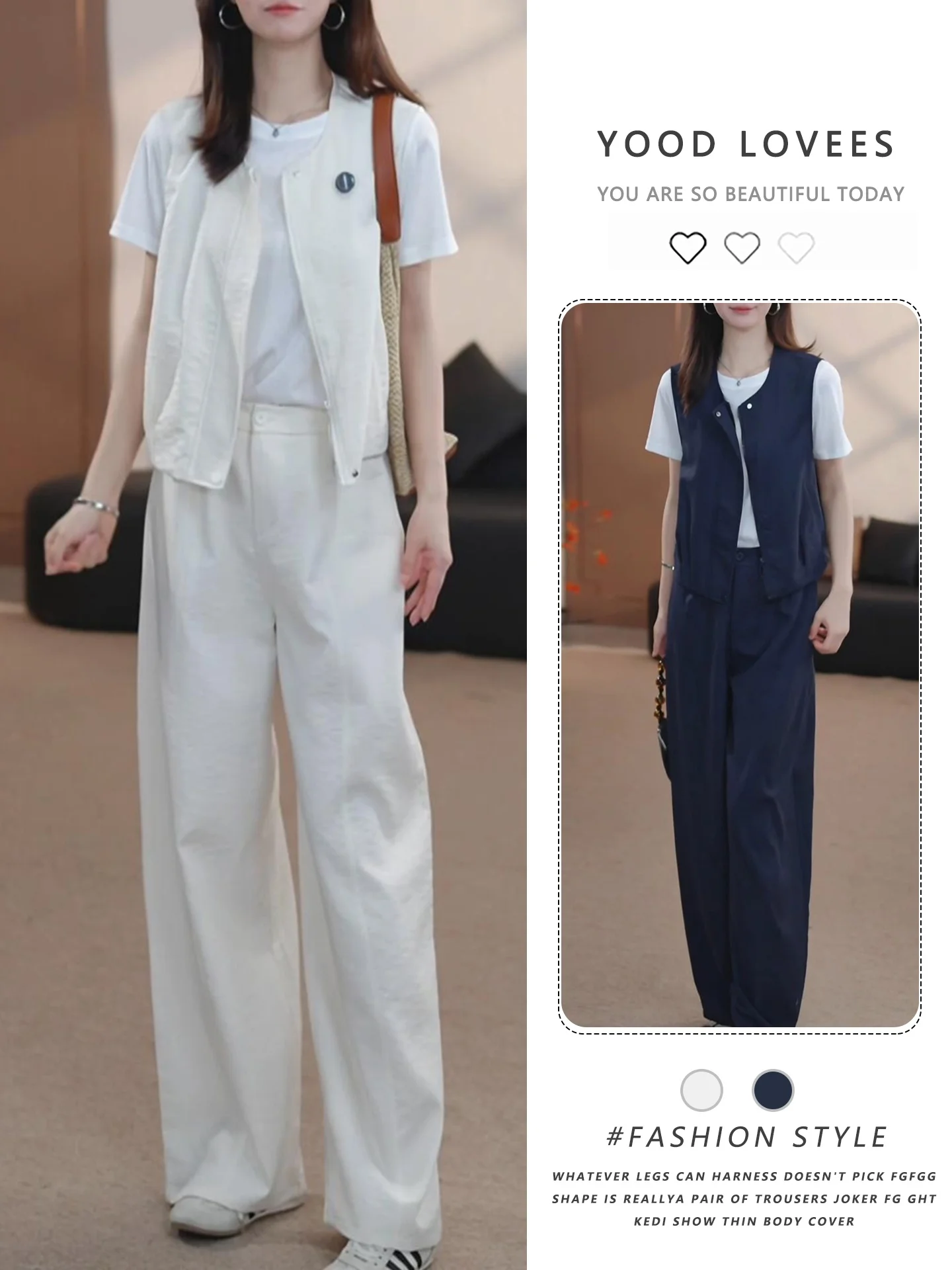 Loose Comfortable Women's Summer T-Shirt Wide Leg Pants Vest Three-Piece Set Casual Commute Style Short Sleeve round Neck
Loose Comfortable Women's Summer T-Shirt Wide Leg Pants Vest Three-Piece Set Casual Commute Style Short Sleeve round Neck