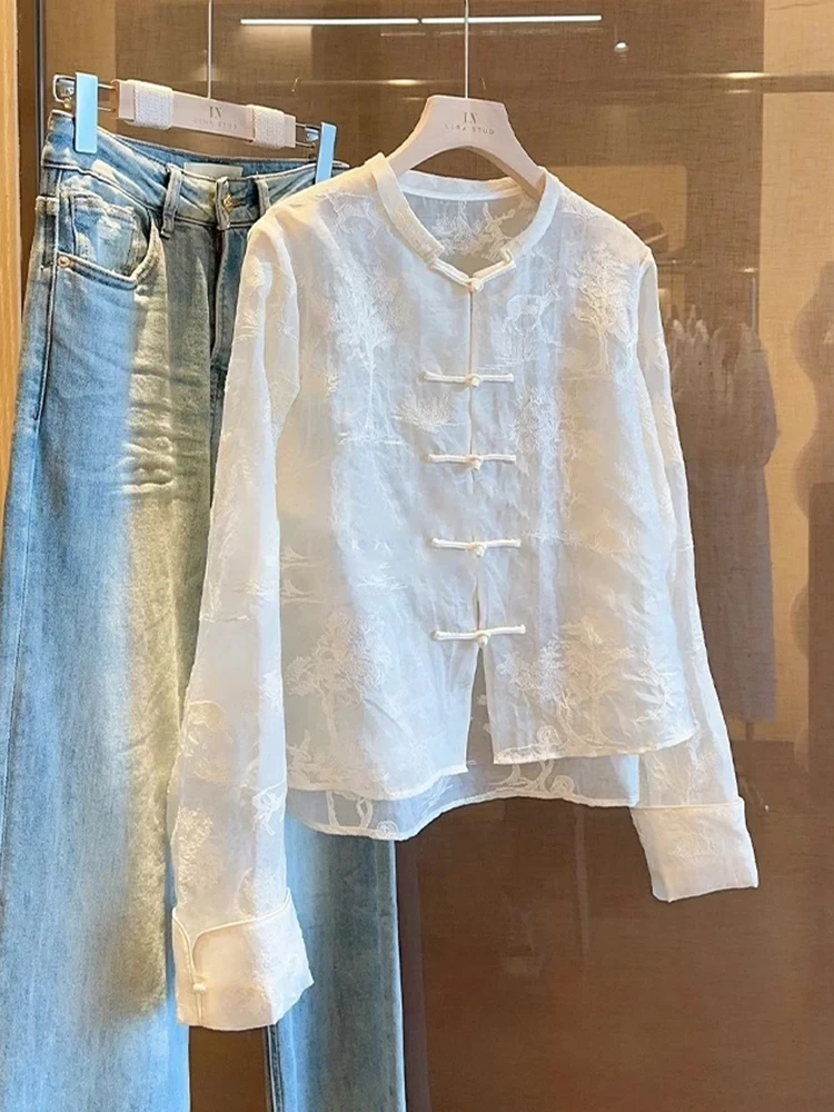 Новый китайский свободный женский топ, осенний шифоновый топ с вышивкой Faion, утягивающий универсальный топ на пуговицах Ele Top
Новый китайский свободный женский топ, осенний шифоновый топ с вышивкой Faion, утягивающий универсальный топ на пуговицах Ele Top