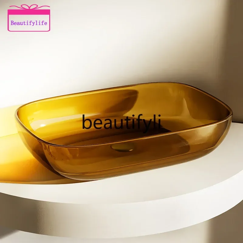 YL Color transparent resin countertop basin, small size household wash face basin, bathroom wash basin
YL Color transparent resin countertop basin, small size household wash face basin, bathroom wash basin
