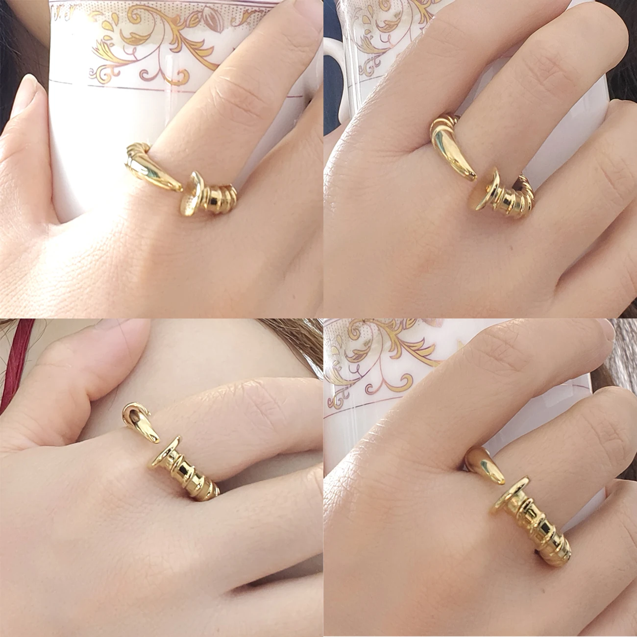Women's stainless steel personalized ring, simple geometric stackable open end ring.
Women's stainless steel personalized ring, simple geometric stackable open end ring.