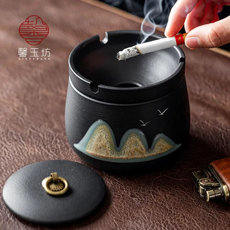 Qianli Jiangshan Ceramic Lid Ashtray Creative Office Ashtray Household Living Room New Chinese Anti-fly Ash Ashtray
Qianli Jiangshan Ceramic Lid Ashtray Creative Office Ashtray Household Living Room New Chinese Anti-fly Ash Ashtray