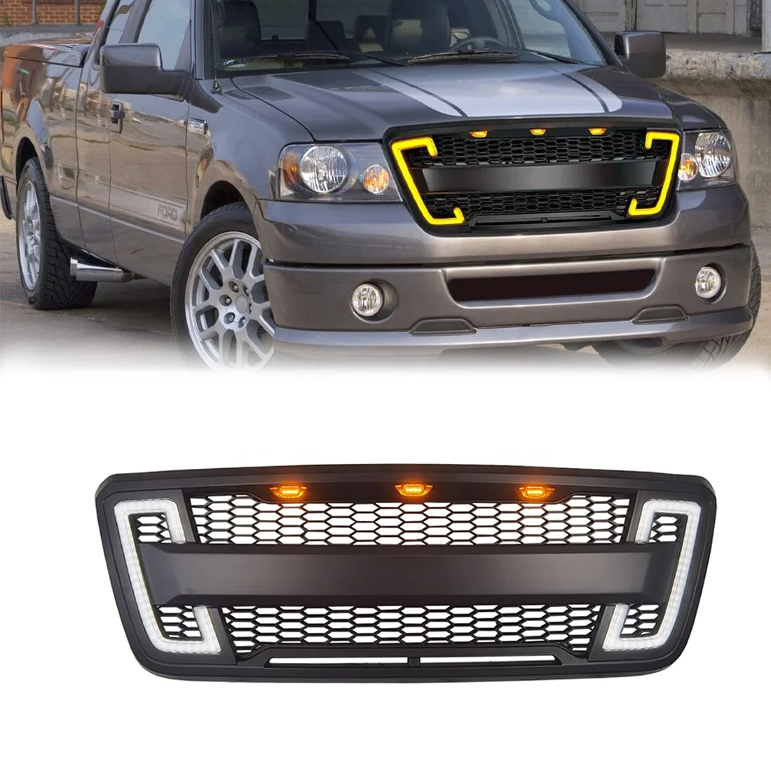 New f150 accessories DRL Car Front Grills For Ford F-150 2004-2008
New f150 accessories DRL Car Front Grills For Ford F-150 2004-2008