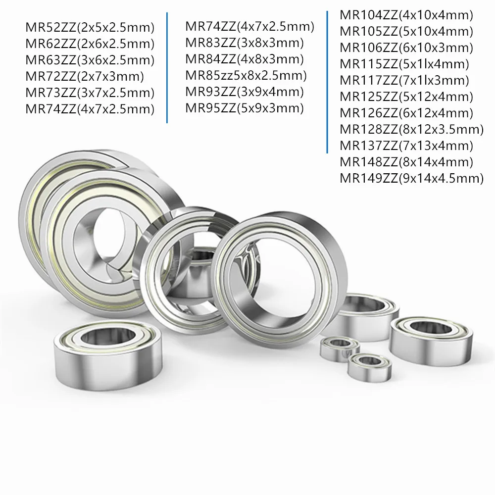 1-50pcs MR Series MR52 MR62 MR63 MR72 MR73 MR74 MR83 MR84 MR85 MR93 MR95 MR105zz To MR149zz Bearing Metal Shielded Ball Bearings
1-50pcs MR Series MR52 MR62 MR63 MR72 MR73 MR74 MR83 MR84 MR85 MR93 MR95 MR105zz To MR149zz Bearing Metal Shielded Ball Bearings