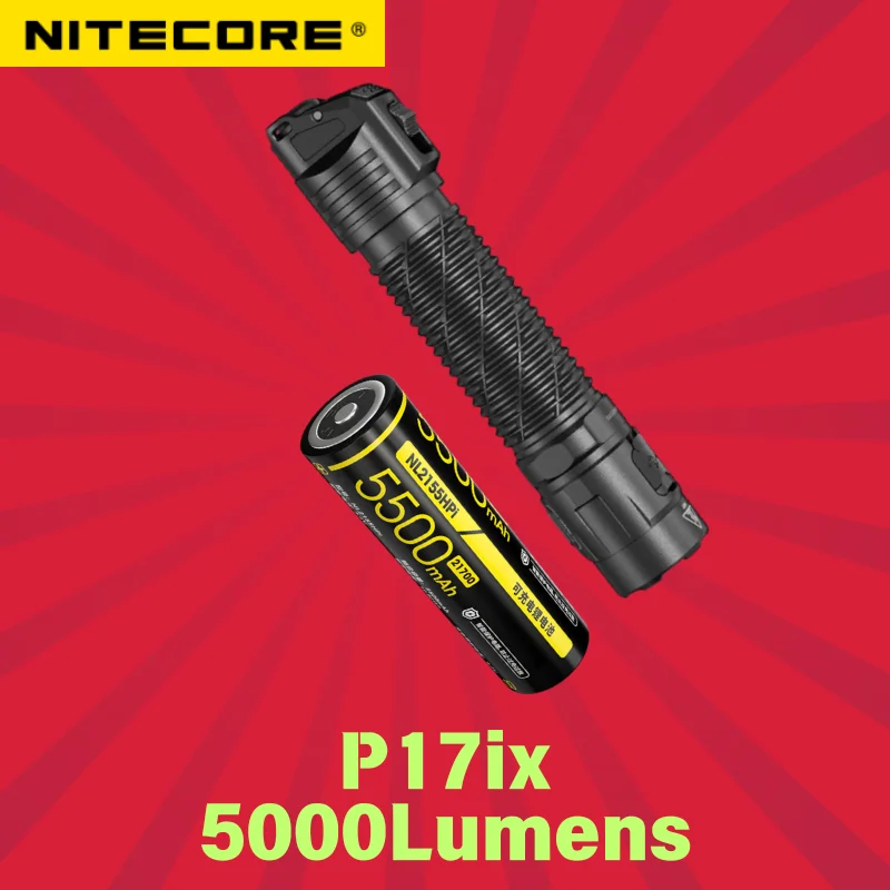 NITECORE P17ix Max 5000Lumens USB-C Rechargeable LED Flashlight With 5500mAh Li-ion Battery Tactical Troch Light
NITECORE P17ix Max 5000Lumens USB-C Rechargeable LED Flashlight With 5500mAh Li-ion Battery Tactical Troch Light