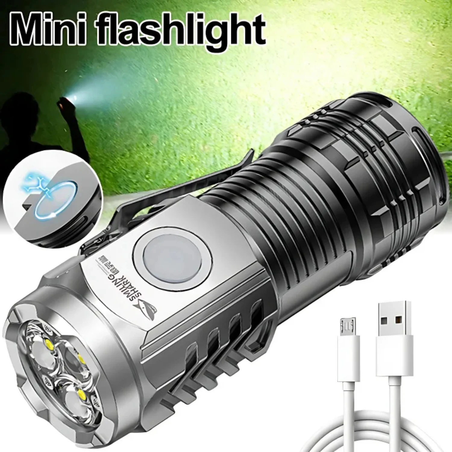MINI Powerful Flashlight USB Rechargeable Strong Light Torch with Three Eye Flashlight Portable Camping Fishing Lantern Hat bag
MINI Powerful Flashlight USB Rechargeable Strong Light Torch with Three Eye Flashlight Portable Camping Fishing Lantern Hat bag