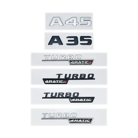 3D ABS Glossy Black Letters A35 A45 A45S Turbo 4matic Emblem for Mercedes Benz AMG Car Fender Trunk Rear W176 W177 Logo Sticker