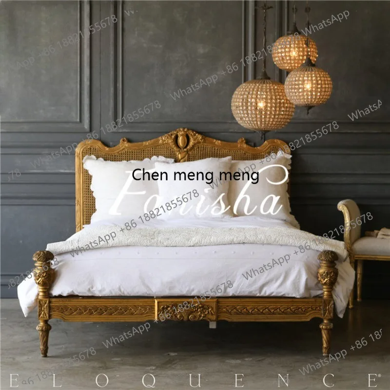 French retro old rattan bed American solid wood rattan, nostalgic gold master bedroom, princess bed wedding bed
French retro old rattan bed American solid wood rattan, nostalgic gold master bedroom, princess bed wedding bed