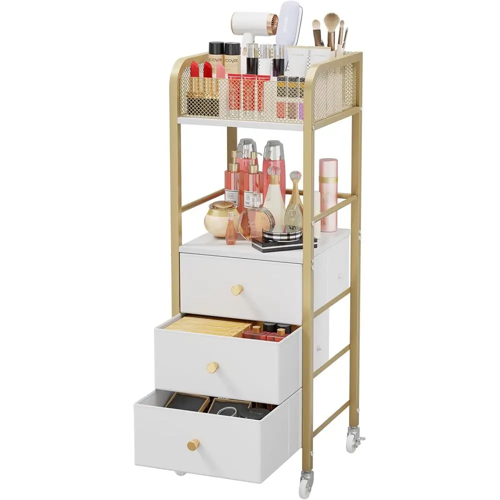 Rolling Makeup Cart Organizer - Floor Skincare Make Up Storage with 3 Non-woven Fabric Drawers, Vanity Organizer Cosmetic Displa
Rolling Makeup Cart Organizer - Floor Skincare Make Up Storage with 3 Non-woven Fabric Drawers, Vanity Organizer Cosmetic Displa