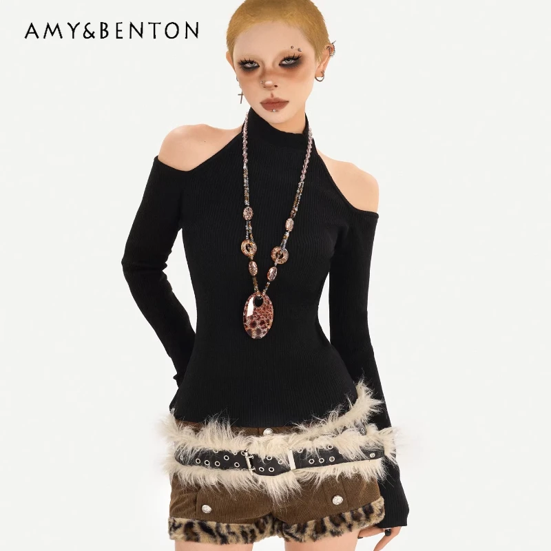 Американский ретро-стиль: Новинка Весны 2026 – Женский облегающий трикотажный топ с открытыми плечами и длинным рукавом, черный свитер для женщин
Американский ретро-стиль: Новинка Весны 2026 – Женский облегающий трикотажный топ с открытыми плечами и длинным рукавом, черный свитер для женщин