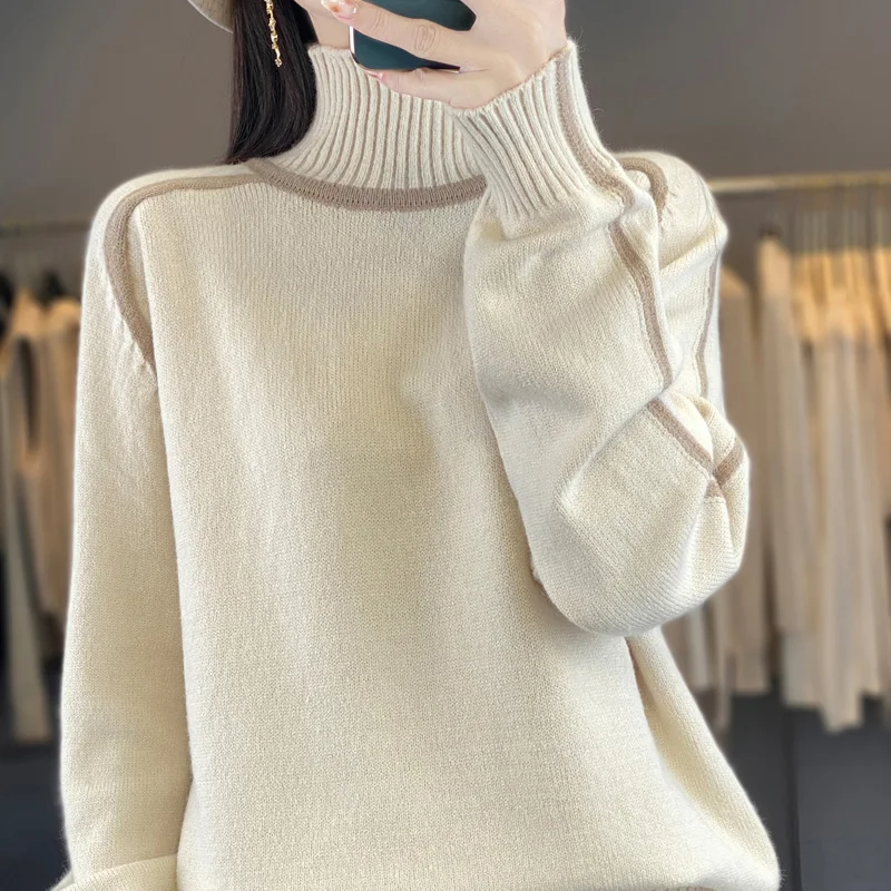 Autumn Winter Casual Loose Soft Thick Sweaters Women's Clothing Fashion Striped Turtleneck Commute Knitted Tops
Autumn Winter Casual Loose Soft Thick Sweaters Women's Clothing Fashion Striped Turtleneck Commute Knitted Tops