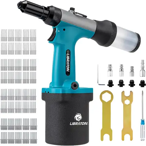 Heavy Duty Pneumatic Rivet Gun Kit with 200 Rivets, Self-Suction Design for Automotive Repair