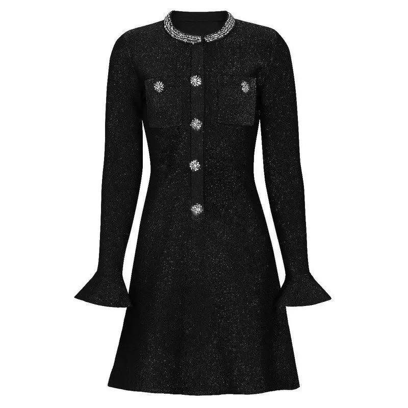 Elegant High Quality Knitted round Neck Slim Fit Diamond Embellished Dress Women's Fashion Spring Autumn New Style Citywalk
Elegant High Quality Knitted round Neck Slim Fit Diamond Embellished Dress Women's Fashion Spring Autumn New Style Citywalk