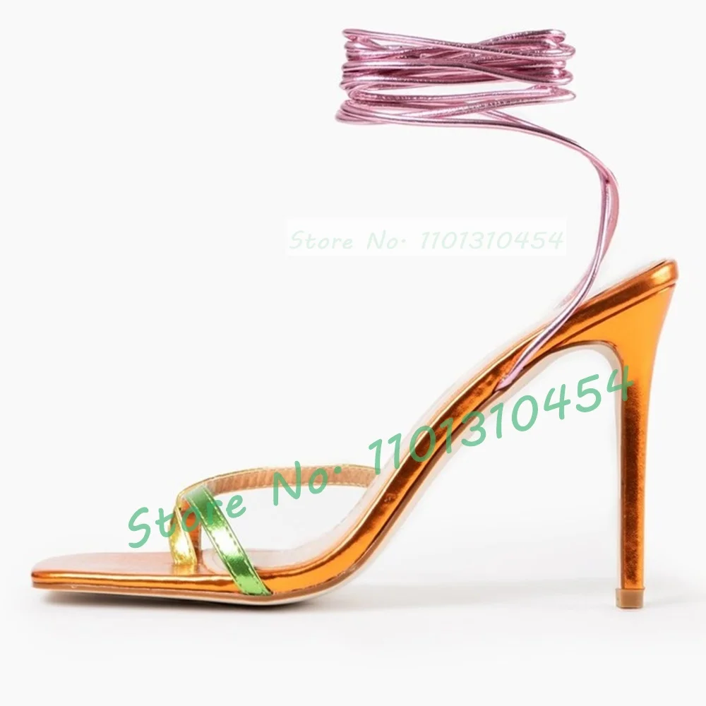 Multi-color Strappy Heeled Sandals Women Chic Fashion Square Toe Patent High Heels Flip Flops Sandals Female Evening Sandals
Multi-color Strappy Heeled Sandals Women Chic Fashion Square Toe Patent High Heels Flip Flops Sandals Female Evening Sandals