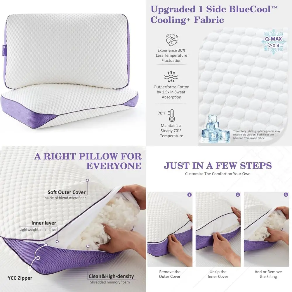 Охлаждающие подушки из пены с эффектом памяти размера Queen — регулируемый, съемный чехол, идеально подходят для сна на боку, на животе и на спине, 2 шт., 20x28
Охлаждающие подушки из пены с эффектом памяти размера Queen — регулируемый, съемный чехол, идеально подходят для сна на боку, на животе и на спине, 2 шт., 20x28