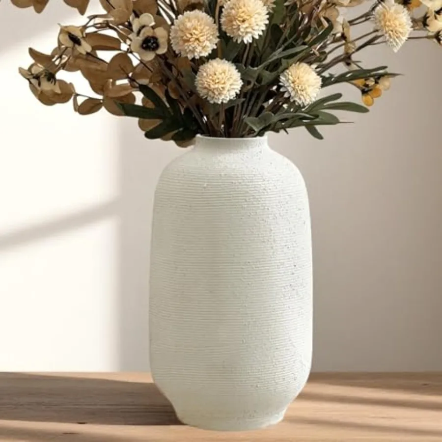 White Ceramic Flower Vase Home Decor - Large Tall Farmhouse Table Vases Rustic Living Room Kitchen Bedroom Decorations for Hous
White Ceramic Flower Vase Home Decor - Large Tall Farmhouse Table Vases Rustic Living Room Kitchen Bedroom Decorations for Hous