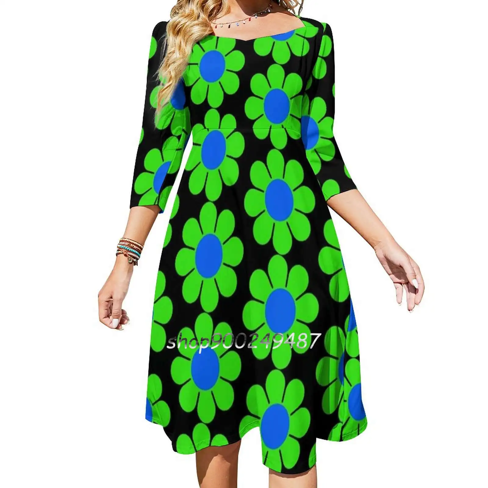 Green Blue Hippy Flower Daisy Sweet Elegant Dress Women Korean Kawaii Square Collar Dress Green Blue Hippy Hippie Hippies
Green Blue Hippy Flower Daisy Sweet Elegant Dress Women Korean Kawaii Square Collar Dress Green Blue Hippy Hippie Hippies