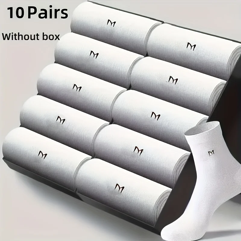 10 Pairs Men's M Logo White Mid-Calf Socks Sweat Absorbent Anti-Odor Socks Casual Business Daily Wear Socks for Men Without Box
10 Pairs Men's M Logo White Mid-Calf Socks Sweat Absorbent Anti-Odor Socks Casual Business Daily Wear Socks for Men Without Box