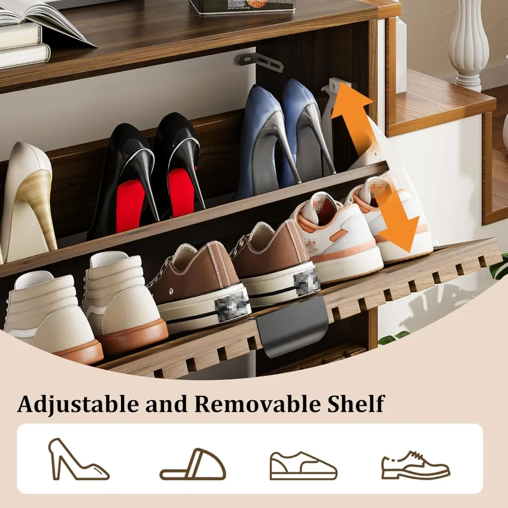 Shoe Cabinet, Shoe Storage Cabinet for Entryway with 2 Slatted Flip Drawers, Narrow Shoe Organizers, Customized
Shoe Cabinet, Shoe Storage Cabinet for Entryway with 2 Slatted Flip Drawers, Narrow Shoe Organizers, Customized